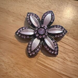 Vintage Floral Brooch with Purple Highlights